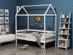Детская кровать-домик из массива березы Соня-6 (800*1600) Белый/Лак в Соликамске - solikamsk.mebel-74.com | фото