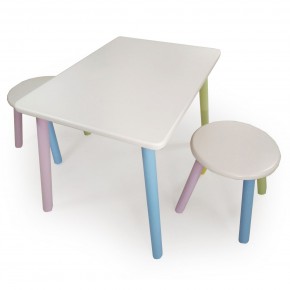 Детский комплект стол и два табурета круглых  (Белый, Белый, Цветной) в Соликамске - solikamsk.mebel-74.com | фото