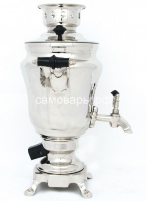 Электрический самовар из латуни никелированный на 1,5 литра форма "Тюльпан" с защитой от выкипания в Соликамске - solikamsk.mebel-74.com | фото