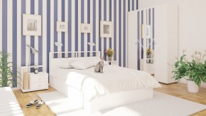 Камелия спальня № 1 Кровать 1400 + Две тумбы + Шкаф 4-х створчатый, цвет белый, сп.м. 1400х2000 мм., б/м, основание есть в Соликамске - solikamsk.mebel-74.com | фото