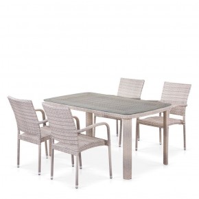 Комплект плетеной мебели T256C/Y376C-W85 Latte (4+1) + подушки на стульях в Соликамске - solikamsk.mebel-74.com | фото