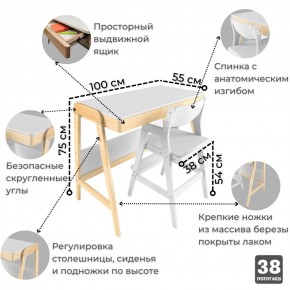 Комплект растущий стол и стул 38 попугаев «Вуди» (Белый, Без покрытия) в Соликамске - solikamsk.mebel-74.com | фото