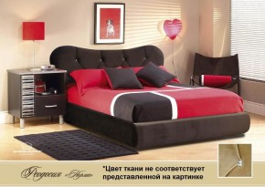 Кровать 1400 Феодосия со стразами в к/з "Классик 307 коричневый" серия Норма (+основание) в Соликамске - solikamsk.mebel-74.com | фото