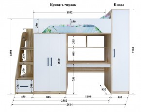 Кровать-чердак Тея (*Без Пенала) в Соликамске - solikamsk.mebel-74.com | фото