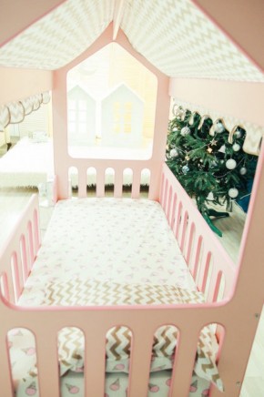 Кровать-домик без ящика 800*1600 (Розовый) в Соликамске - solikamsk.mebel-74.com | фото