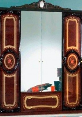 Шкаф 4-х дверный с зеркалами (01.144) Роза (могано) в Соликамске - solikamsk.mebel-74.com | фото