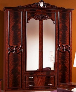 Шкаф 4-х дверный с зеркалами (03.144) Ольга (могано) в Соликамске - solikamsk.mebel-74.com | фото