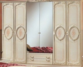 Шкаф 6-и дверный с зеркалами (01.146) Роза (беж) в Соликамске - solikamsk.mebel-74.com | фото