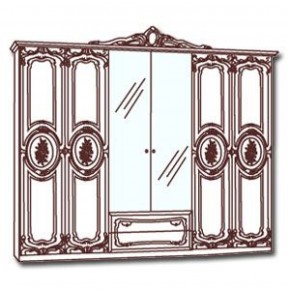 Шкаф 6-и дверный с зеркалами (01.146) Роза (могано) в Соликамске - solikamsk.mebel-74.com | фото