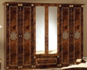 Шкаф 6-и дверный с зеркалами (02.146) Рома (орех) в Соликамске - solikamsk.mebel-74.com | фото