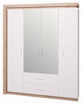 Шкаф для одежды с ящиками 4-х створчатый с зеркалом Люмен 16 в Соликамске - solikamsk.mebel-74.com | фото