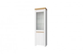 Шкаф с витриной  1V1D, TAURUS, цвет белый/дуб вотан в Соликамске - solikamsk.mebel-74.com | фото