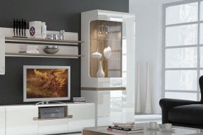 Шкаф с витриной 3D/TYP 01L, LINATE ,цвет белый/сонома трюфель в Соликамске - solikamsk.mebel-74.com | фото