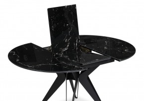 Стол стеклянный Рикла 110(150)х110х76 черный мрамор / черный в Соликамске - solikamsk.mebel-74.com | фото